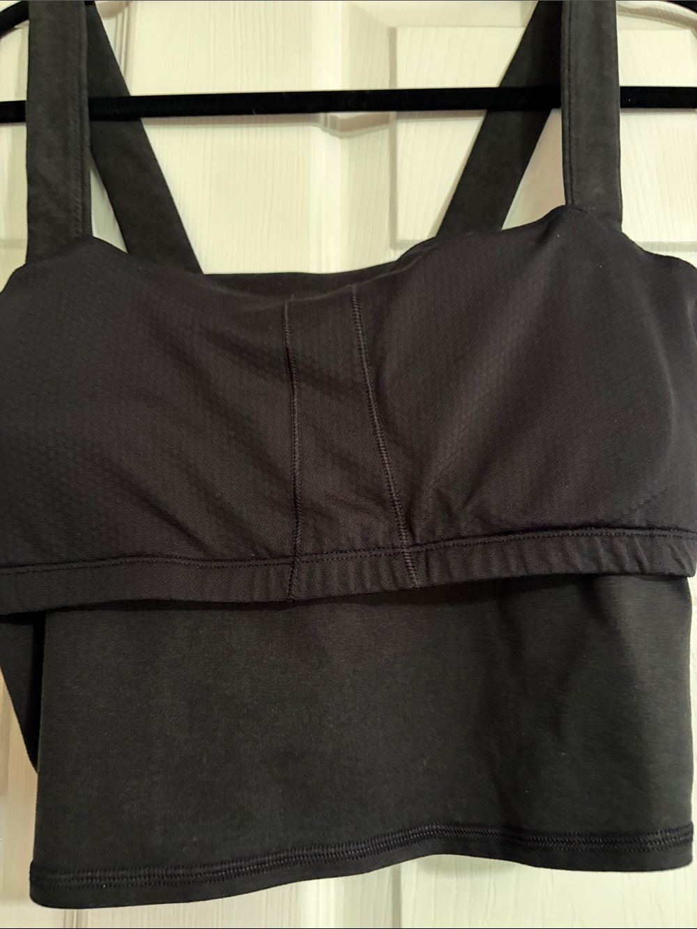 Vuori Black Square-Neck Cropped Tank - Wide Straps - Picture 6 of 8
